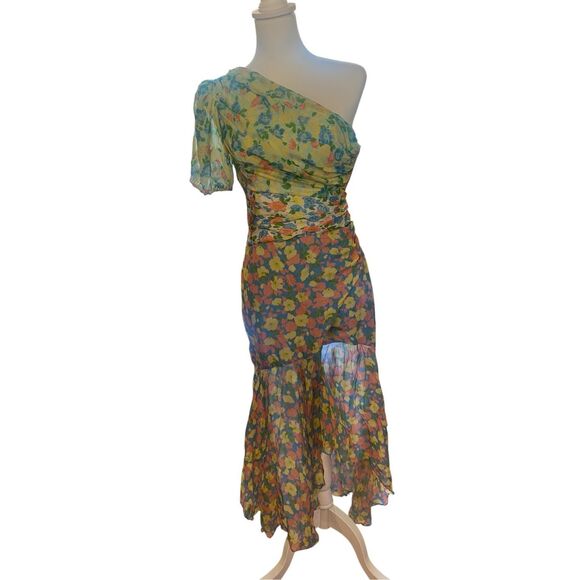AMUR Jaylah Floral Asymmetrical One Sleeve Dress Size 8 MSRP: $598 - Picture 5 of 9